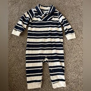 Striped Navy and White baby One Piece